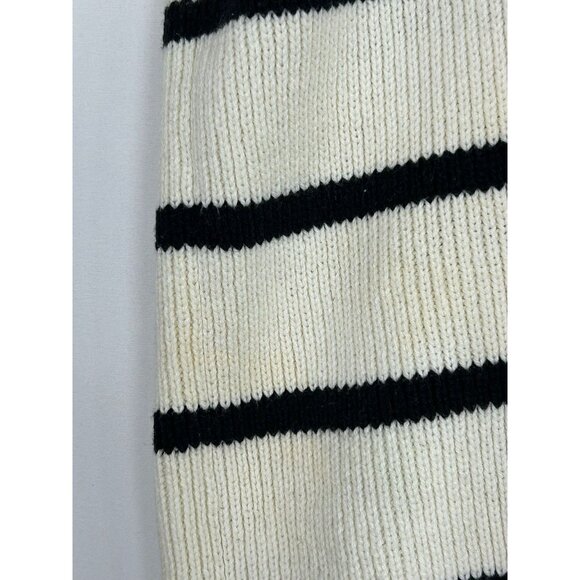 Evereve Womens Sweater L Vest Striped Short Sleeve Cotton Blend Black/White - Picture 9 of 10
